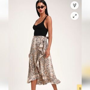 Lulu's She's Wild Snake Print Wrap Skirt Size XL NWT